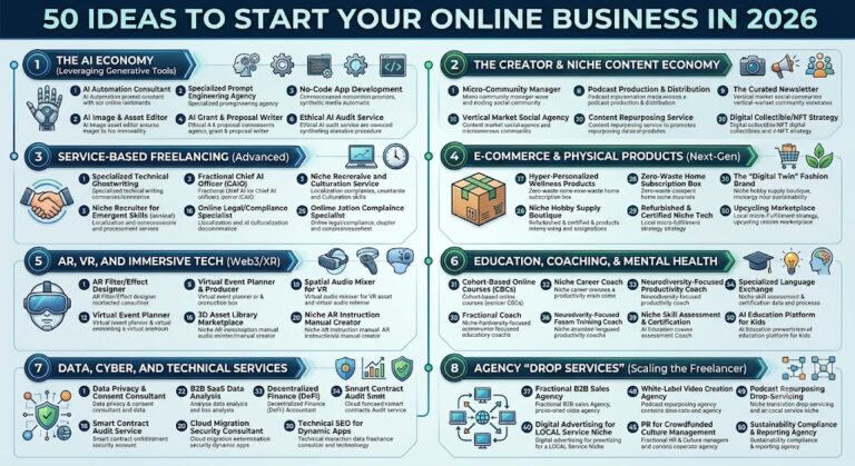 50 Ideas to Start Your Online Business in 2026