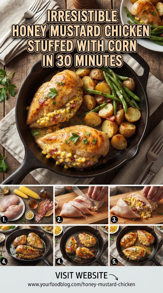 Irresistible honey mustard chicken stuffed chicken loaded with corn in 30 Minutes