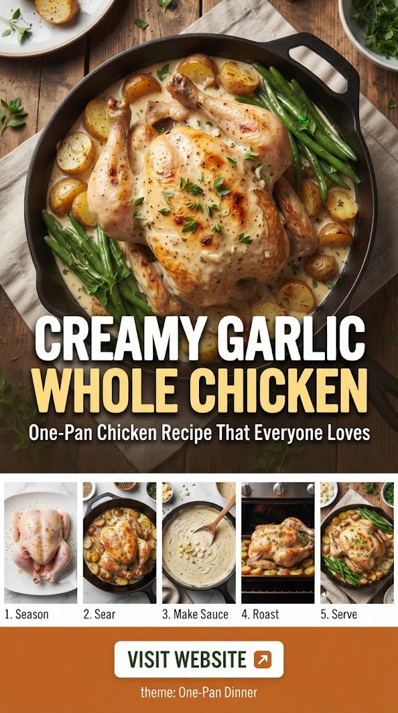Creamy Garlic Whole Chicken – One-Pan Chicken Recipe That Everyone Loves