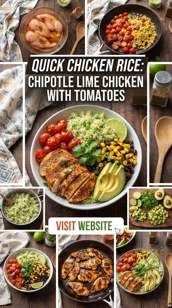 Quick chicken rice: chipotle lime chicken with tomatoes