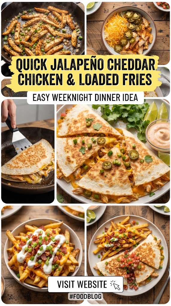 Quick jalapeño cheddar chicken and loaded fries chicken quesadilla