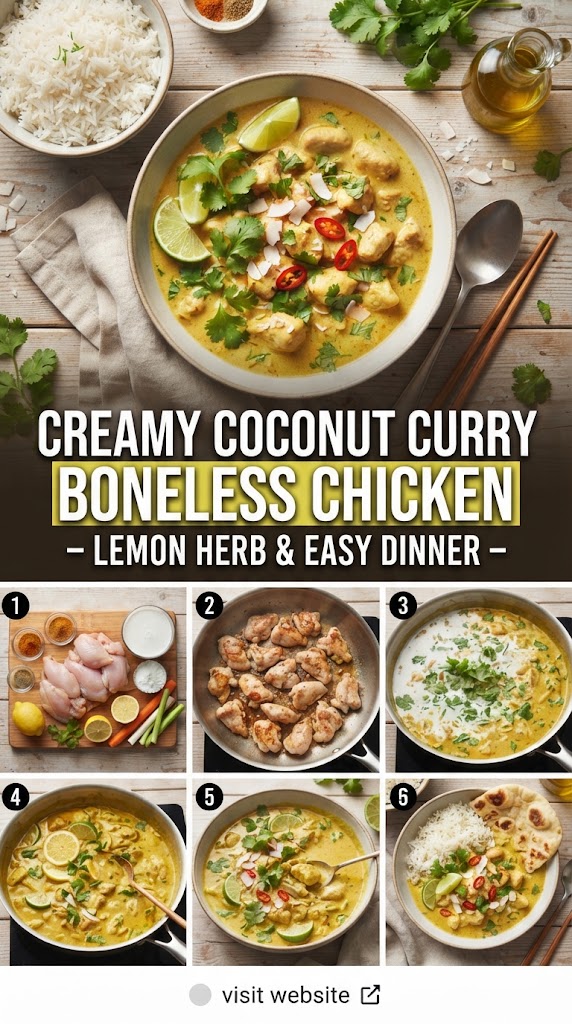 Coconut Curry Boneless Chicken Recipe – Lemon Herb and Easy Dinner