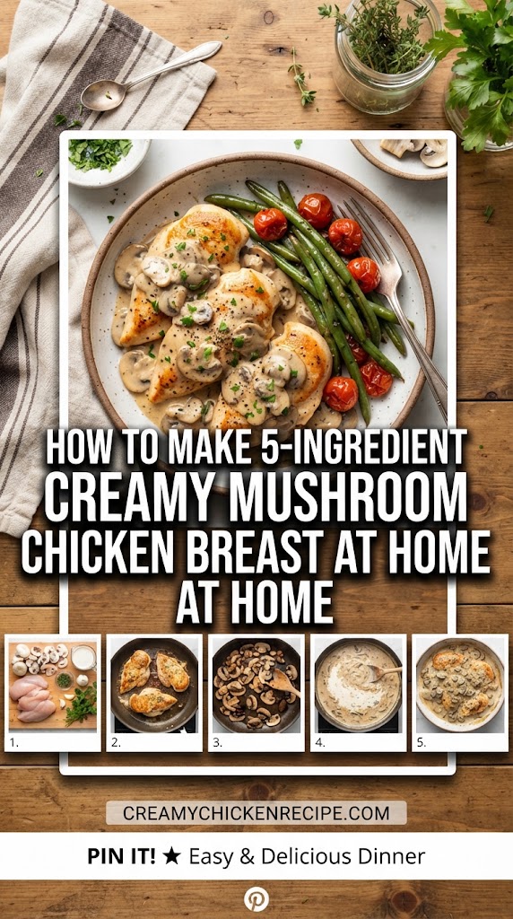 How to Make 5-ingredient creamy mushroom chicken breast at Home