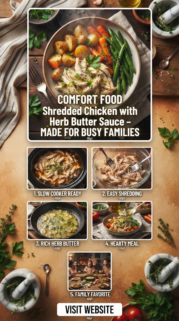 Comfort Food Shredded Chicken with Herb Butter Sauce – Made for Busy Families